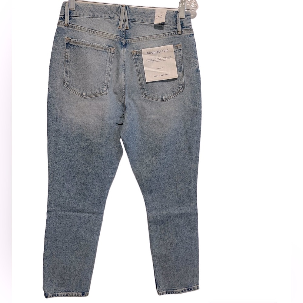 Good American Good Classic Distressed Straight Leg Jeans - Picture 4 of 7